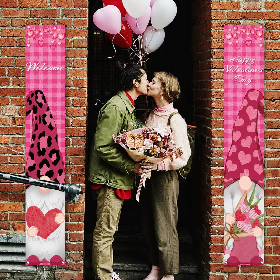 VIKAMA Love Fairyland Archway Banner mit Buffalo Pattern und Herz-Motiv in Pink zur Party- und Jubiläumsdekoration, Höhe: 180 cm, Breite: 30 cm - Bild 2