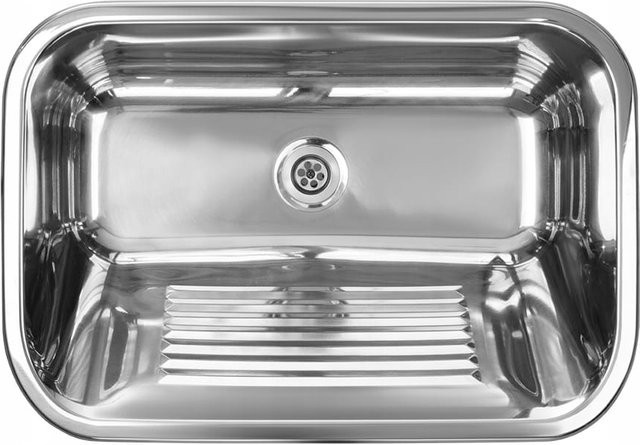 Kuchinox Mehrzweckspüle aus Edelstahl in Silber, 1 Kammer, tief, mit Siphon, B/T/H: 65 x 45 x 22 cm - Bild 1