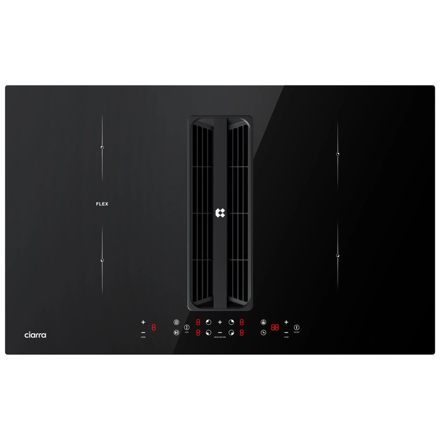 CIARRA Induktionskochfeld mit integriertem Dunstabzug in Schwarz, 83 cm Breite, 4 Zonen mit Flex Zone und Plasma System, Modell CBBEH834BBF - Bild 2