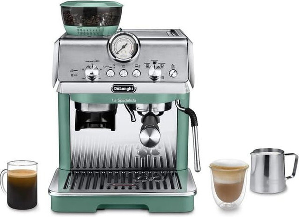 De'Longhi La Specialista Arte Siebträgermaschine EC9155.GR in Grün mit Dampflanze und Edelstahlgehäuse