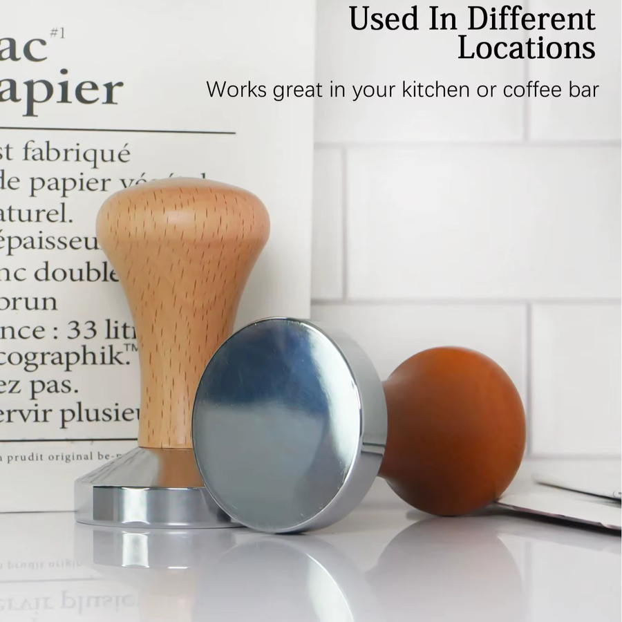 Dalinwell Espresso Tamper mit handgemachtem Holzgriff in Braun für 51mm, 53mm oder 58mm Durchmesser - Bild 4