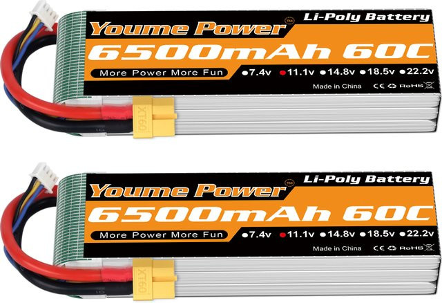 Youme 3S 6500mah Lipo Batterie 11,1V T XT60 60C für RC FPV Flugzeuge Drone Racing Boot Auto - Bild 1