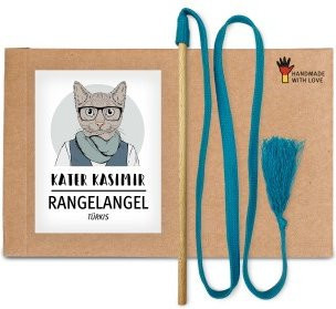 Kater Kasimir Rangelangel, Spielangel aus Buchenholz mit Baumwollband, türkis - Bild 1