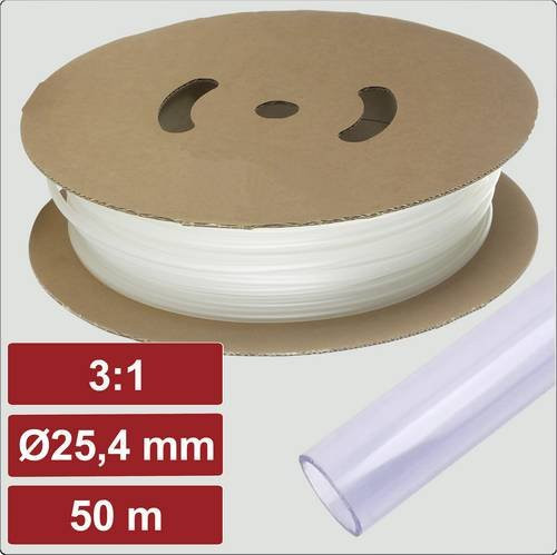 Electronic Garage Schrumpfschlauch mit Kleber Transparent 25,4 mm Durchmesser, 8,5 mm Einschrumpfdurchmesser, Schrumpfrate 3:1, 50 m Länge - Bild 1