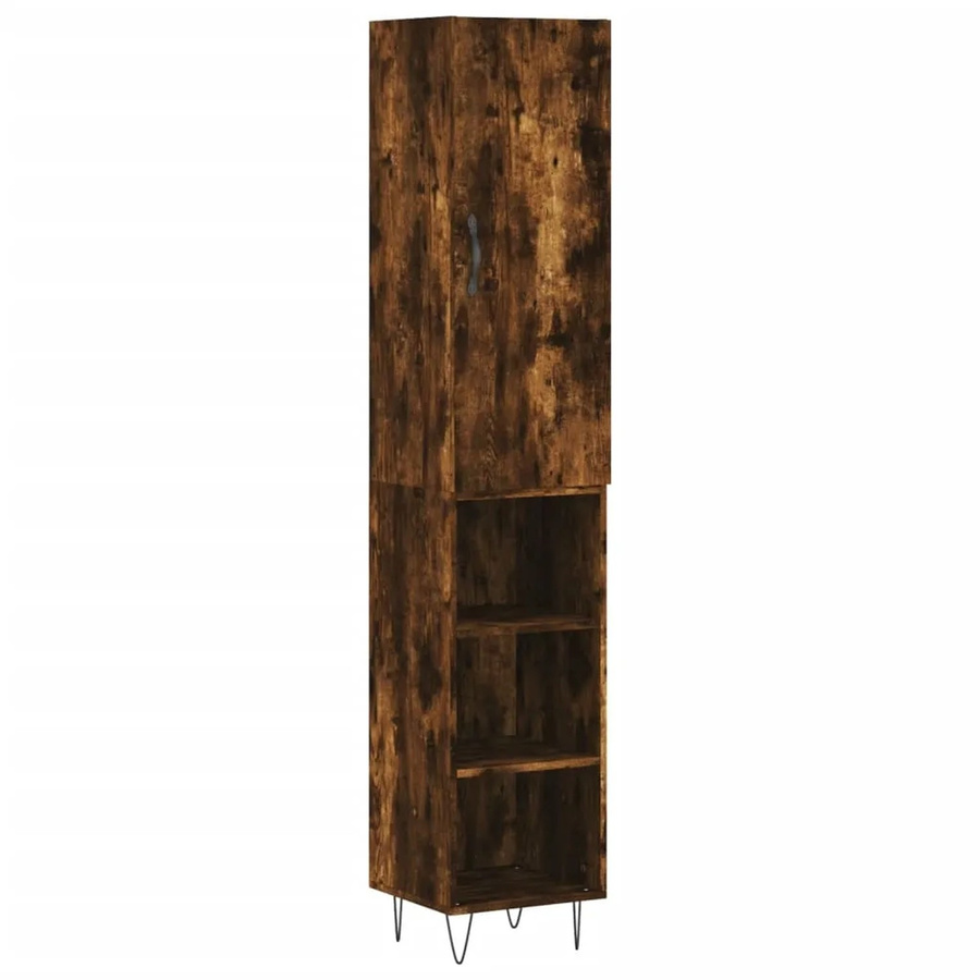 vidaXL Highboard Räuchereiche in Braun aus Holzwerkstoff und Metall, H x B x T: 180 x 34,5 x 34 cm - Bild 2