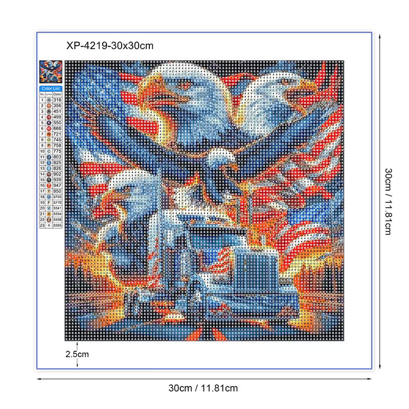 QIZITENG Diamant-Malset Landschaft mit Adler und Nationalflagge in Multicolor mit Rundsteinen - Bild 4