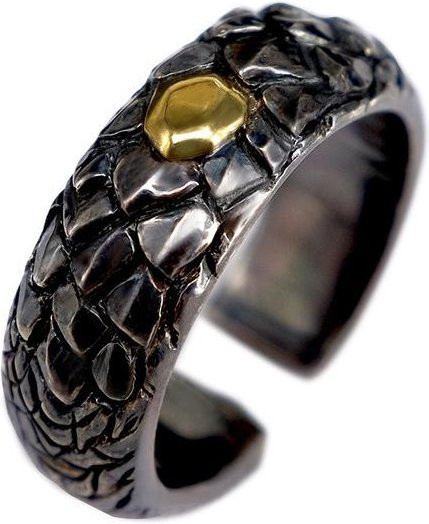 Ring Messing, Schwarz, Drachenschuppen, Unisex - Bild 1