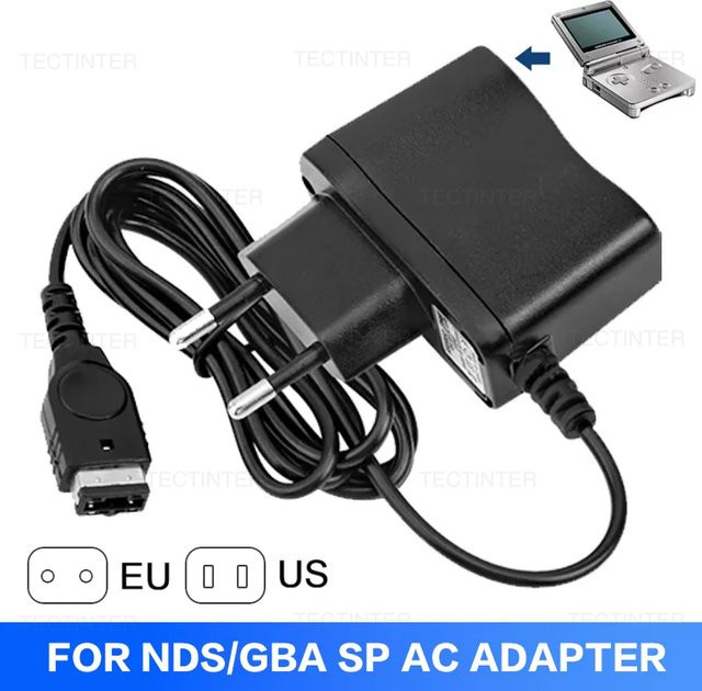 TECTINTER Wandladegerät für Gameboy Advance SP und Nintendo NDS, 5,2V AC-Adapter Netzteil mit EU- und US-Stecker, Schwarz - Bild 1