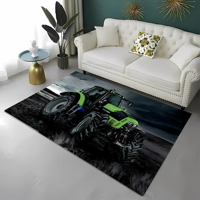 JGJG Anti-Rutsch Teppich Auto Traktor Serie in Grau, ideal für Wohnzimmer, Schlafzimmer und Kinderzimmer, B/T: 60 x 40 cm - Bild 1