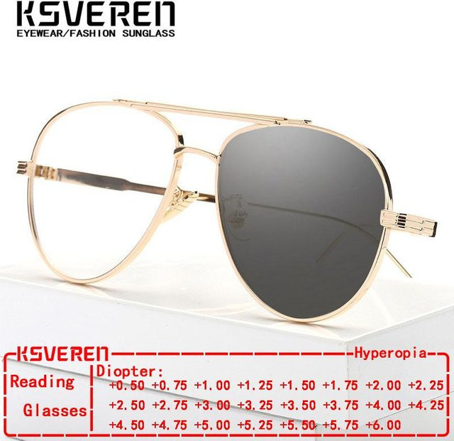 KSVEREN Lesebrille Oval, Metall, Vollrand, Gold, Männer - Bild 1