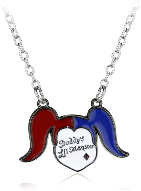 TAKARA TOMY Anhänger Halskette, Suicide Squad Film Clown Emaille-Gesicht, Silber, Unisex - Bild 1