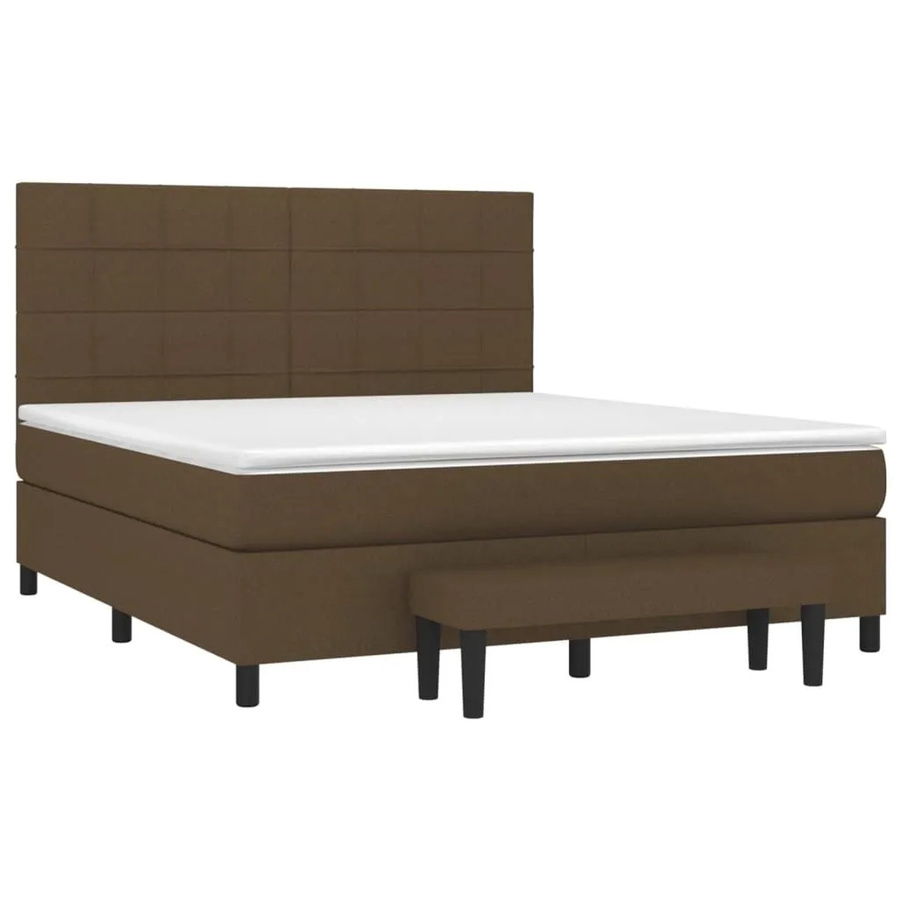 vidaXL Boxspringbett mit Matratze Hybrid-Design in Dunkelbraun und Weiß, B/T/H: 180 x 200 x 123 cm - Bild 2