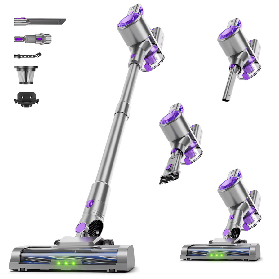 Honki Kabelloser Staubsauger in Lila mit 78KPa starker Saugkraft, 45 Minuten Laufzeit und beutellose Technologie zur Entfernung von Tierhaaren - Bild 6