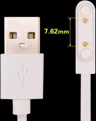 Universal Smart Watch Magnetisches Ladekabel mit 2 Pin und 4 Pin Optionen, USB Ladegerät für Smartwatches in Weiß - Bild 1