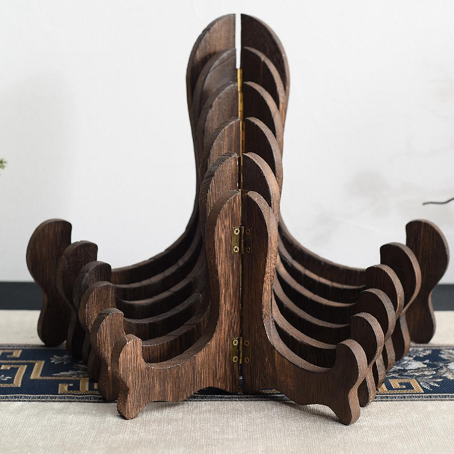 Yiran Furniture Holzregal in Braun mit gebogenem Design als Ausstellungsregal für Tee und Geschirr - Bild 2