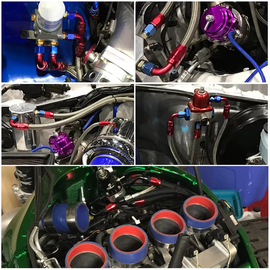 Universal CPE Schlauchende Adapter Kit für Öl und Kraftstoff in Rot mit 0°, 45°, 90° und 180° Winkeln für AN4 bis AN12 - Bild 4