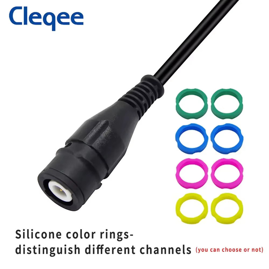 Cleqee P1204 Oszilloskop-Messleitung mit RG58-Koaxialkabel, Sicherheits-BNC-Stecker auf zwei stapelbare 4-mm-Bananenstecker, Länge: 120 cm - Bild 2