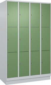 C+P Schließfachschrank Classic PLUS mit Sockel und 4 Abteilen, Farbe Resedagrün und Grau, B/T/H: 120 x 50 x 195 cm - Bild 1