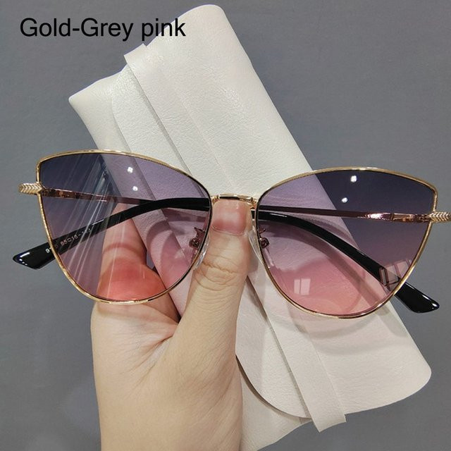 Sonnenbrille Cat-Eye, Damen, Metall, randlos, black - Bild 1