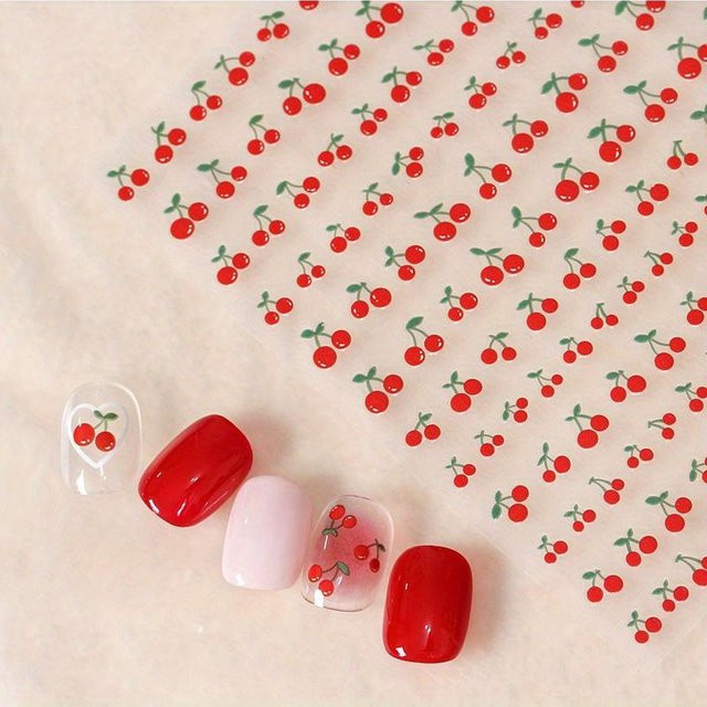 SZwatch Nagelkunst-Sticker Fruchtdesign, Kirsche, beige - Bild 1