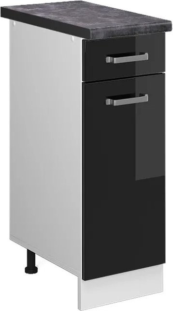 Vicco Küchenunterschrank R-Line in Schwarz Hochglanz und Weiß, B: 30 cm, H: 81,6 cm, T: 60 cm - Bild 1