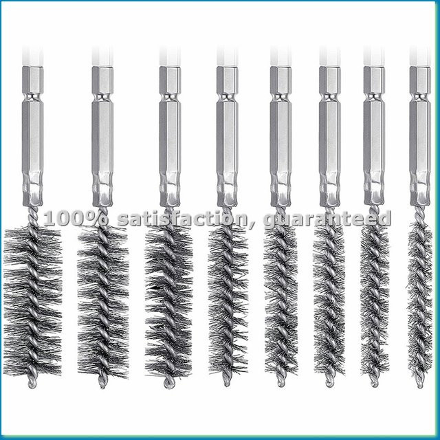 8-teiliges Drahtbürsten-Bohrer-Set von ABL mit 1/4 Zoll Sechskantschaft aus Stahl in Silber für Bohr- und Schlagarbeiten - Bild 1