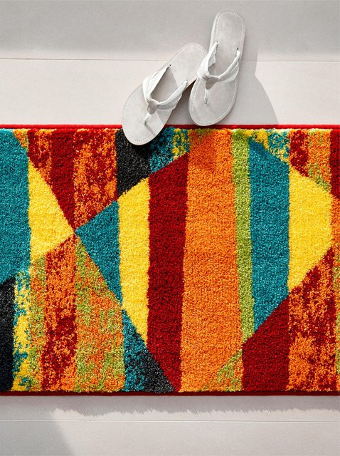 Rutschfeste Badematte mit Grafikdesign in Multicolour aus 100% Polyacryl, geeignet für Fußbodenheizung - Bild 1