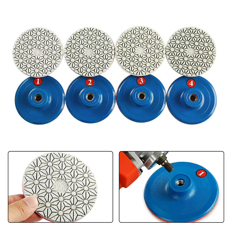 DAZZLEEX Schleifpads Set für Nass- und Trockenpolieren, 4 Zoll, Blau, 4 Stück - Bild 2