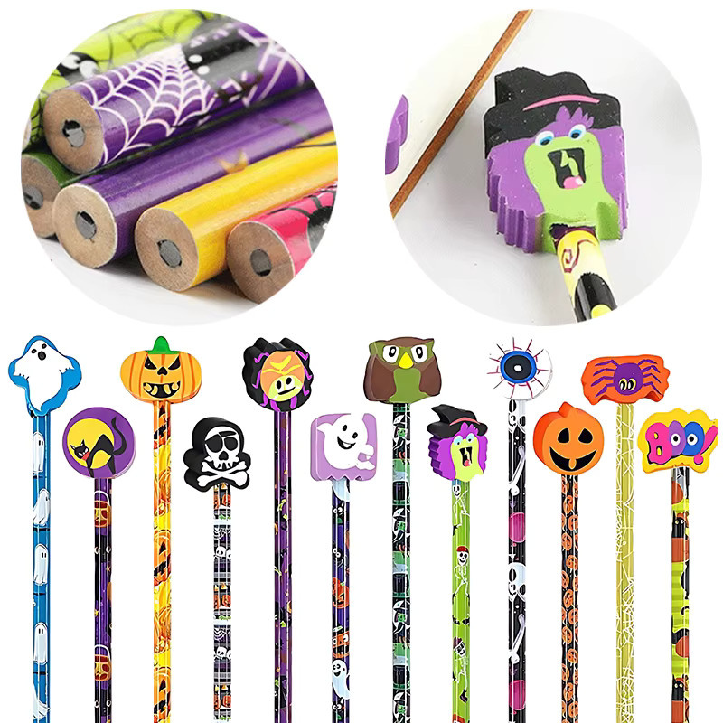 ZYF Halloween HB Bleistifte mit bunten Anspitzern, 12er Paket, Mehrfarbig - Bild 2