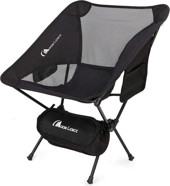 MOON LENCE Ultraleichter Campingstuhl Schwarz, Faltbarer Outdoor Stuhl mit Stauraum, Tragkraft 150 kg, 907 g - Bild 1