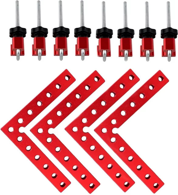 GDART 4er-Pack 90-Grad-Positionierungsquadrate aus Aluminiumlegierung in Rot, rechtwinklige L-Typ-Eckklemmen für die Holzbearbeitung und Zimmerei - Bild 1