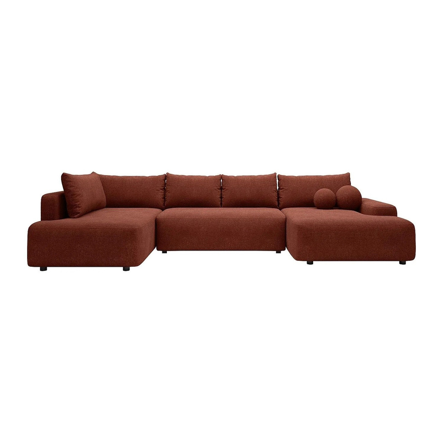 Vente-unique Schlafsofa Daviso in Terracotta mit L-Form und Schlaffunktion, Breite: 360 cm - Bild 2