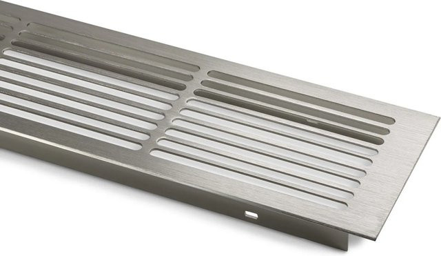 SO-TECH Lüftungsgitter mit Schlitzlochung aus Aluminium in Edelstahloptik, Farbe: Silber, B: 500 mm, H: 86 mm - Bild 1