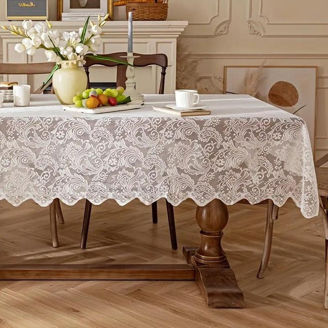 MARKET-1 Phönix-Tischdecke in Beige und Weiß, rechteckig, wasserabweisend, B/T/H: 220 x 140 cm - Bild 1