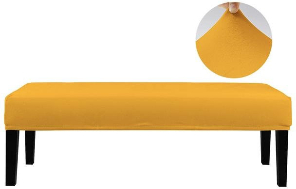 Dehnbarer Esszimmerbankbezug in Gelb, rechteckiger Sitzschoner aus Polyester-Elastan für Bank oder Klavierhocker, rutschfest und waschbar, Breite: 112-150 cm - Bild 1