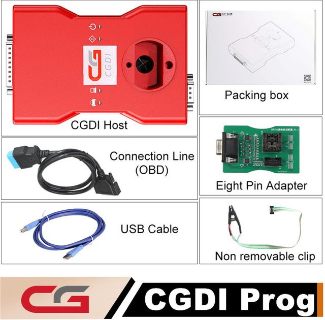 CGDI Autoschlüsselprogrammierer für BMW MSV80 mit FEM/EDC-Funktion und 8-Fuß-Chip-freiem Clip-Adapter in Rot - Bild 1