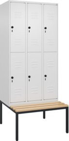 C+P Doppelstock-Spind Classic PLUS Sitzbank mit 3 Abteilen und Buche-Hartholz Sitzfläche, B/T/H: 212,0 x 90,0 x 81,5 cm - Bild 1