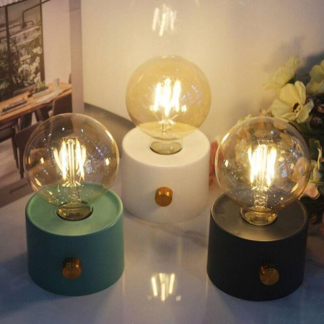 Retro LED Nachtlicht in Glühbirnenform mit warmweißem Licht, batteriebetrieben für Babyzimmer, Schlafzimmer und Büro - Bild 1