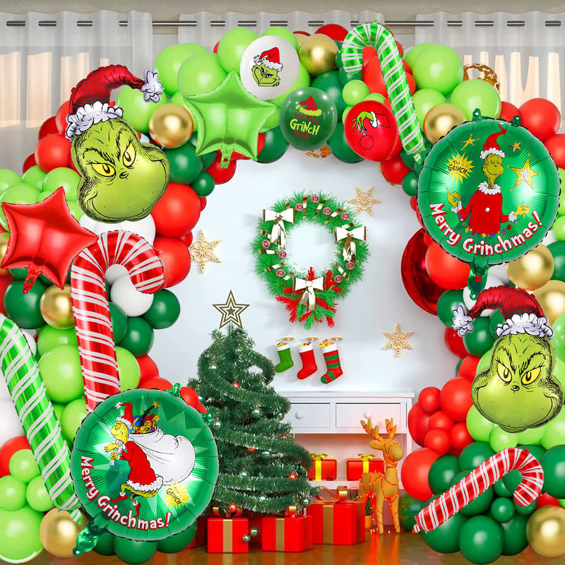 Weihnachtsballon Girlande Bogen Kit in Rot, Grün und Gold mit Sternballons und Zuckerstangen für deine Weihnachtsdekoration - Bild 5
