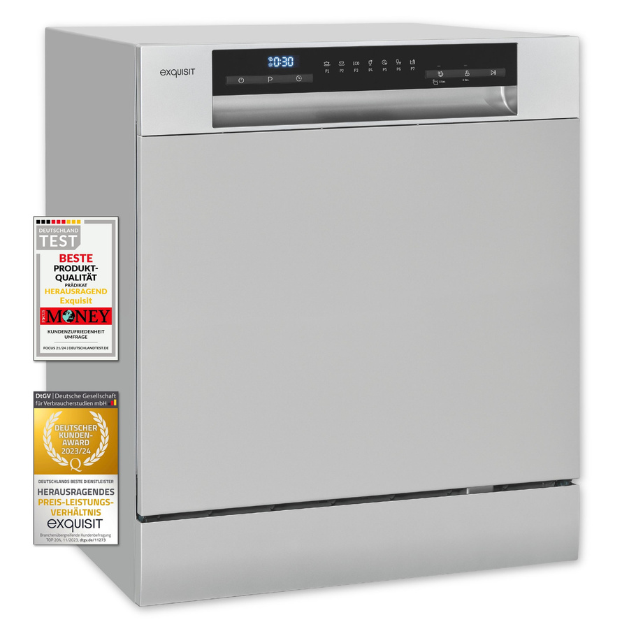 Exquisit GSP5508-030D Geschirrspüler in Silber mit Aquastop und automatischer Türöffnung - Bild 1