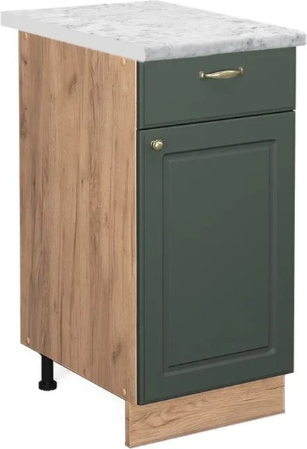 Vicco Küchenunterschrank Fame-Line in Grün-Gold Eiche im Landhausstil mit Soft-Close-Türen, B/T/H: 40 x 60 x 82 cm - Bild 1