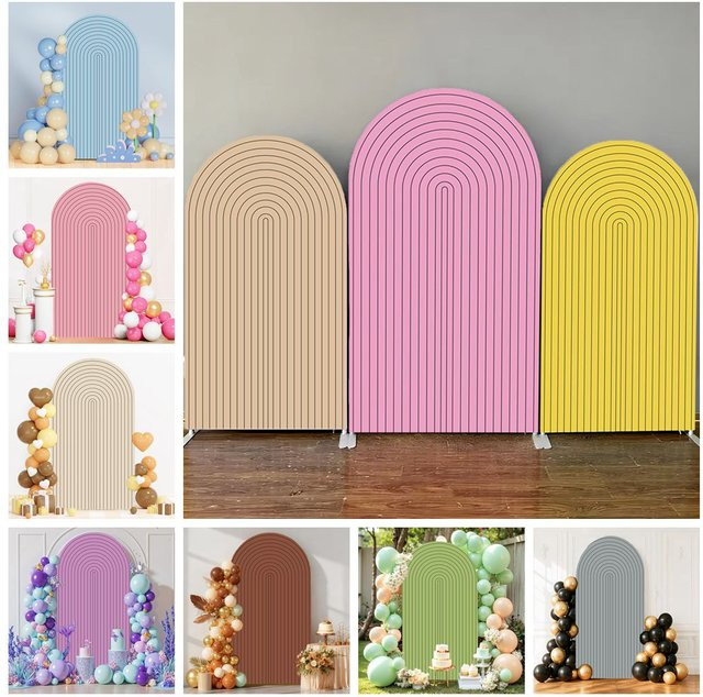 Yeele Spandex-Bogenhintergrund mit Wellenmuster für Geburtstage, Hochzeiten und Babypartys, abstrakt und modern, 2-seitig bedruckbar - Bild 1