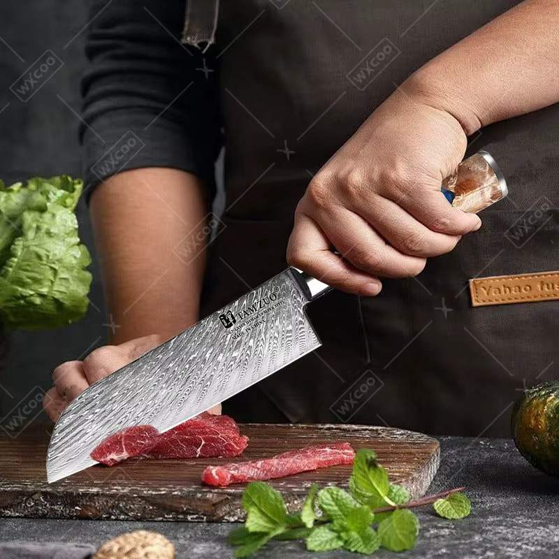 WXCOO Japanisches Santoku-Küchenmesser mit Damastmuster und Aufbewahrungsbox - Bild 2