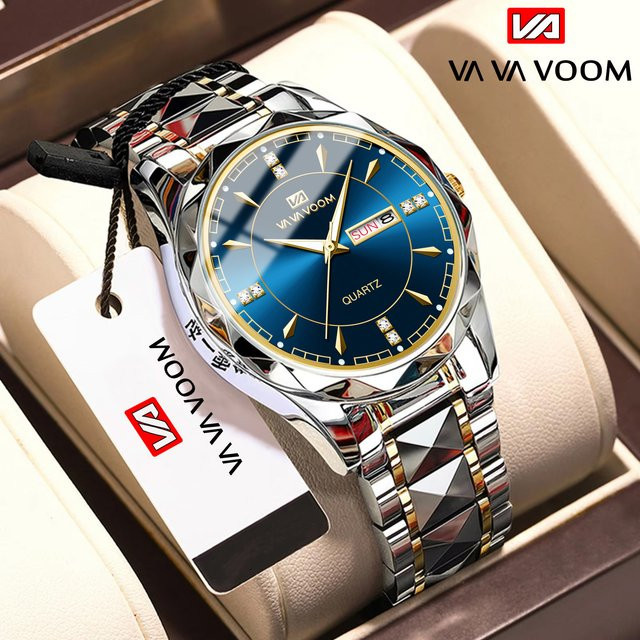 VA VA VOOM Armbanduhr Edelstahl, Quarz, 41 mm, Herren, Blau, Kristall - Bild 1