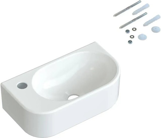 Aquabatos Aufsatzwaschbecken aus Keramik für Gäste WC in Weiß, B/T/H: 40 x 21,5 x 10,5 cm