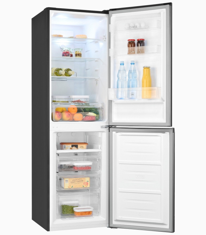 Exquisit Kühl-Gefrierkombination KGC5250-85-NF-040D in Silver mit No-Frost und Super-Freezing, B/T/H: 59,5 x 66,5 x 204 cm - Bild 1