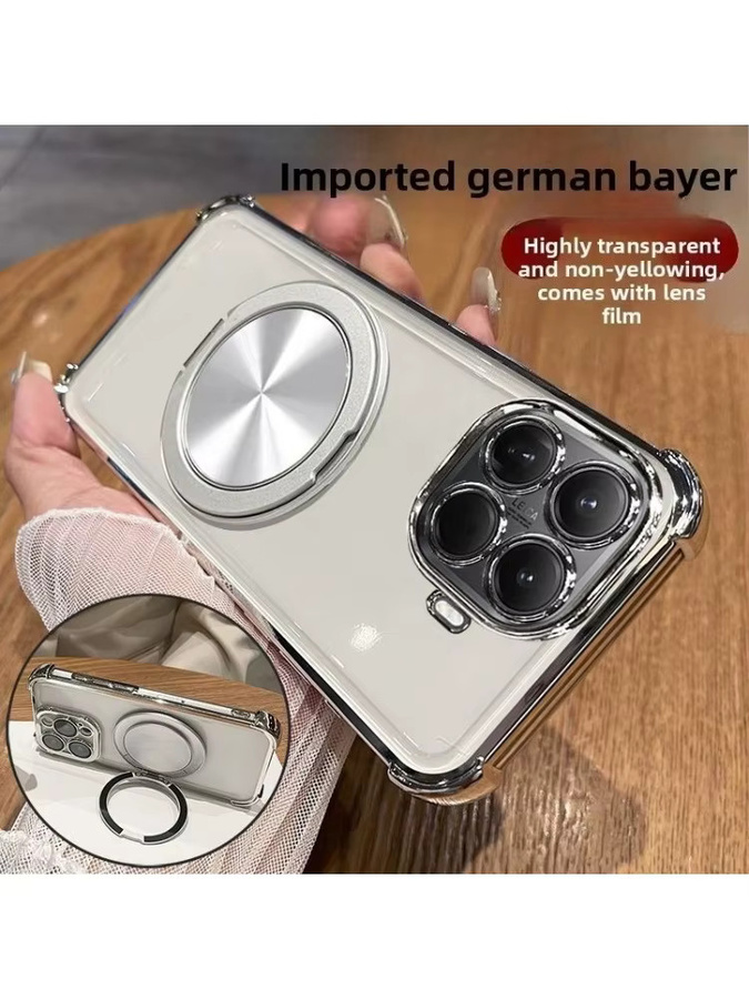 Sturzsichere Silikonhülle für Xiaomi 17T Pro Max Ultra 15T Pro 14T Pro mit drehbarem Magnetständer in Transparent/Silber - Bild 4
