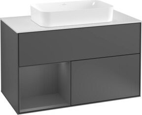 Villeroy & Boch Waschtischunterschrank Finion mit Abdeckplatte, Farbe Weiß und Anthrazit, B: 100 cm, T: 50,1 cm - Bild 1