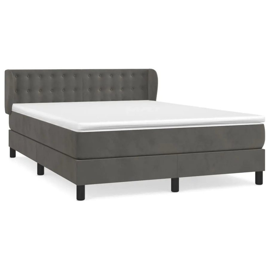 vidaXL Boxspringbett mit Matratze und Kopfteil, Dunkelgrau, Samt, B/T/H: 140 x 190 x 88 cm - Bild 2