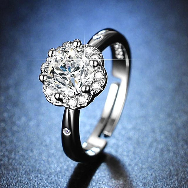 Lucky Star Jewelry Blumenring, Damen, simulierter Diamant, verstellbar - Bild 1